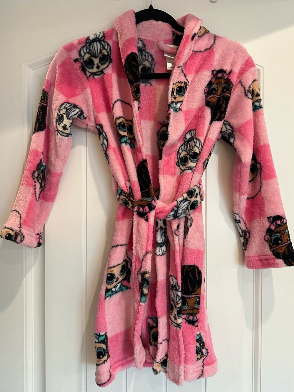 LOL Surprise Plush Robe, Pink-Checked, Size 8, Dolls, Cozy, Warm, Fuzzy
